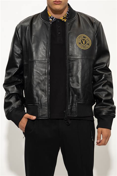 versace coat leather men|versace jeans couture leather jacket.